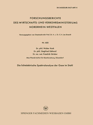 cover image of Die lichtelektrische Spektralanalyse der Gase im Stahl